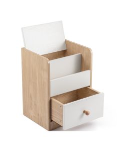 Melborn 0.35M Bedside Table with Book Rack (Natural/White)